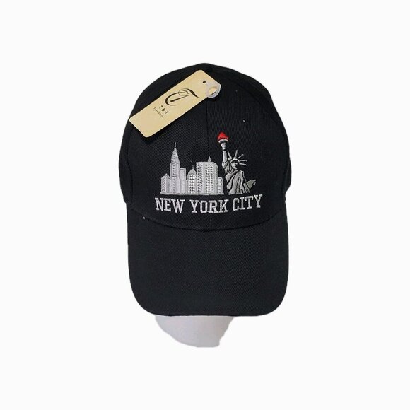 New York City Baseball Hat NWT Skyline Embroidered Cap Black Strap Back - Picture 1 of 4